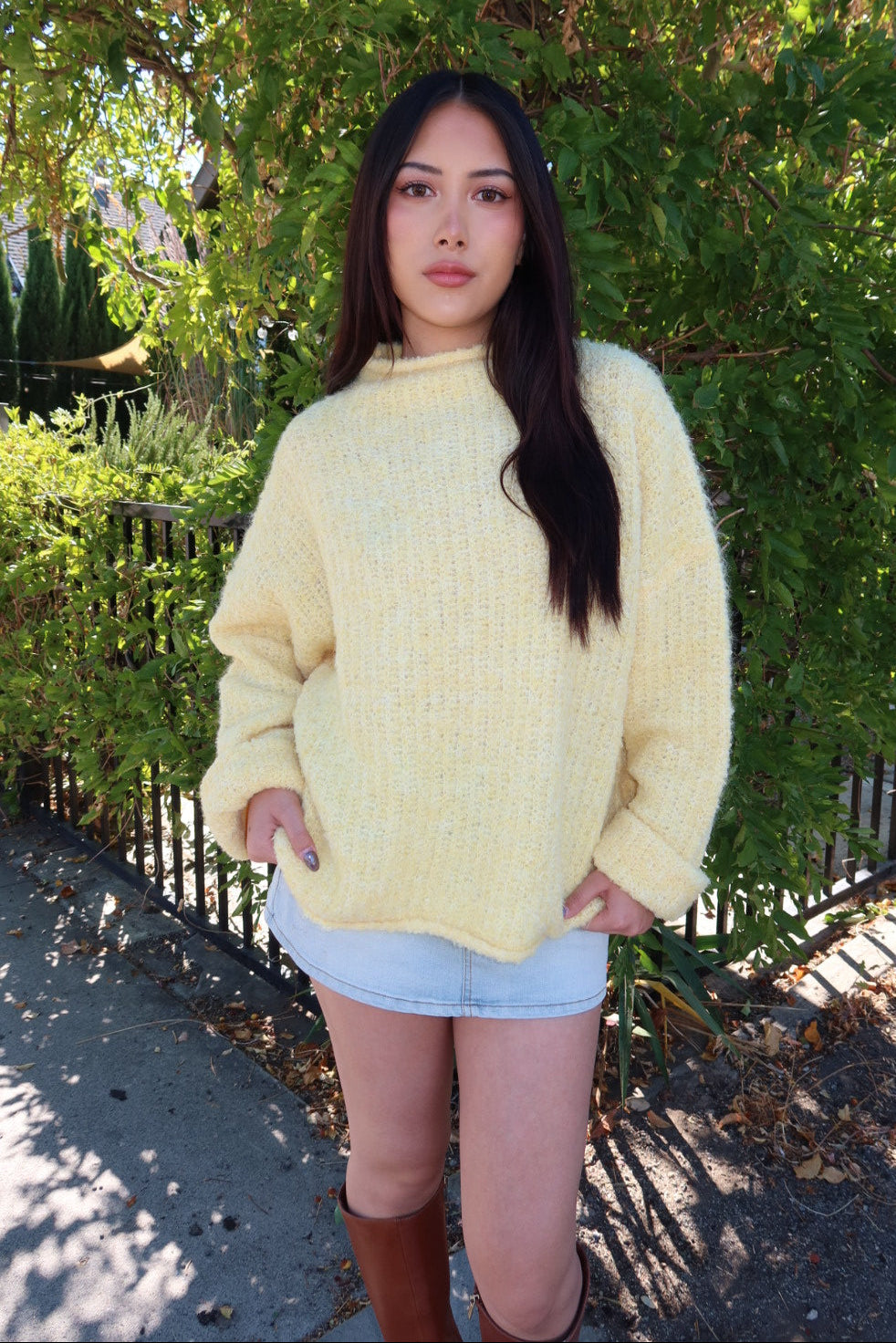 Senzo Mockneck Knit Sweater - Yellow