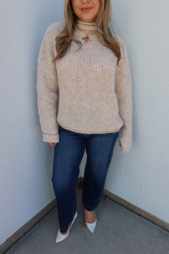 Senzo Mockneck Knit Sweater - Oatmeal