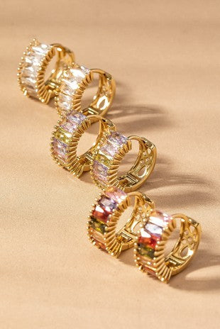 BAGUETTE CUT CZ HOOPS