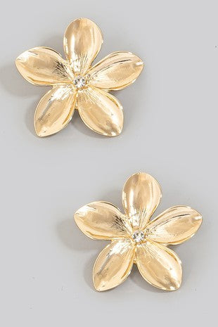 METALLIC FLOWER STUD EARRING