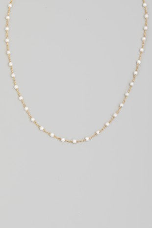 DAINTY CHAIN BEAD STATION NECKLACE