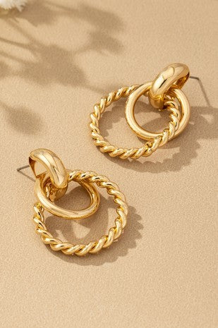 TWISTED INTERWINED HOOP DROP EARRINGS