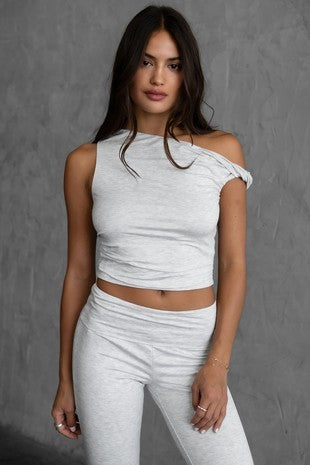 JAMIE ONE SHOULDER TOP - GRAY