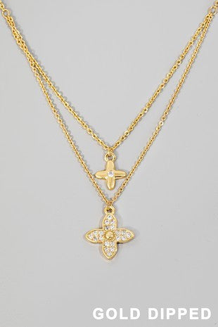 DOUBLE CLOVER CZ NECKLACE