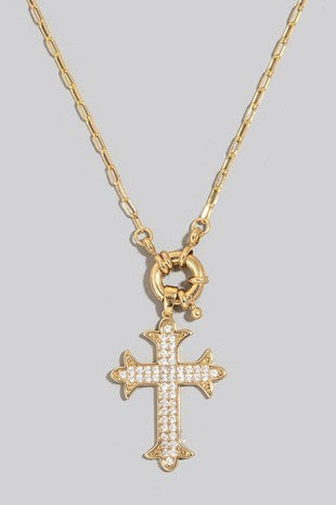 PAVE GOTHIC CROSS NECKLACE