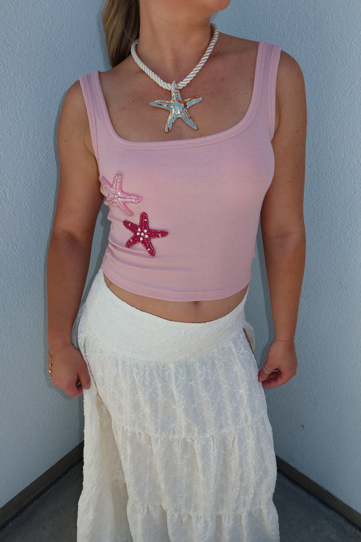 The Genesis Starfish Beaded Ribbed Tank