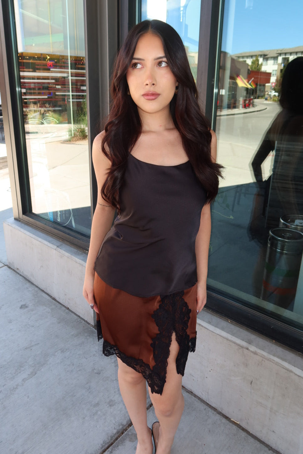 Alfonzo Lace Hem Mini Skirt