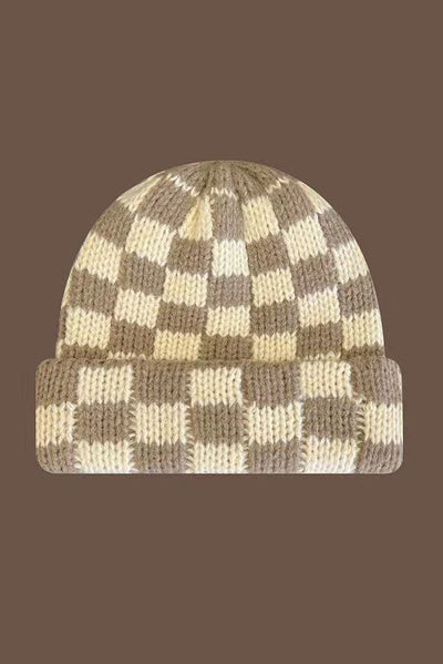 CHECKERED WOOL BEANIE