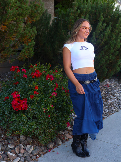 LEXINGTON DENIM MIDI SKIRT