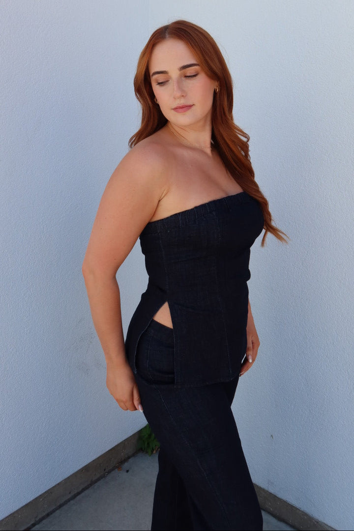 Indigo Denim Bustier Top