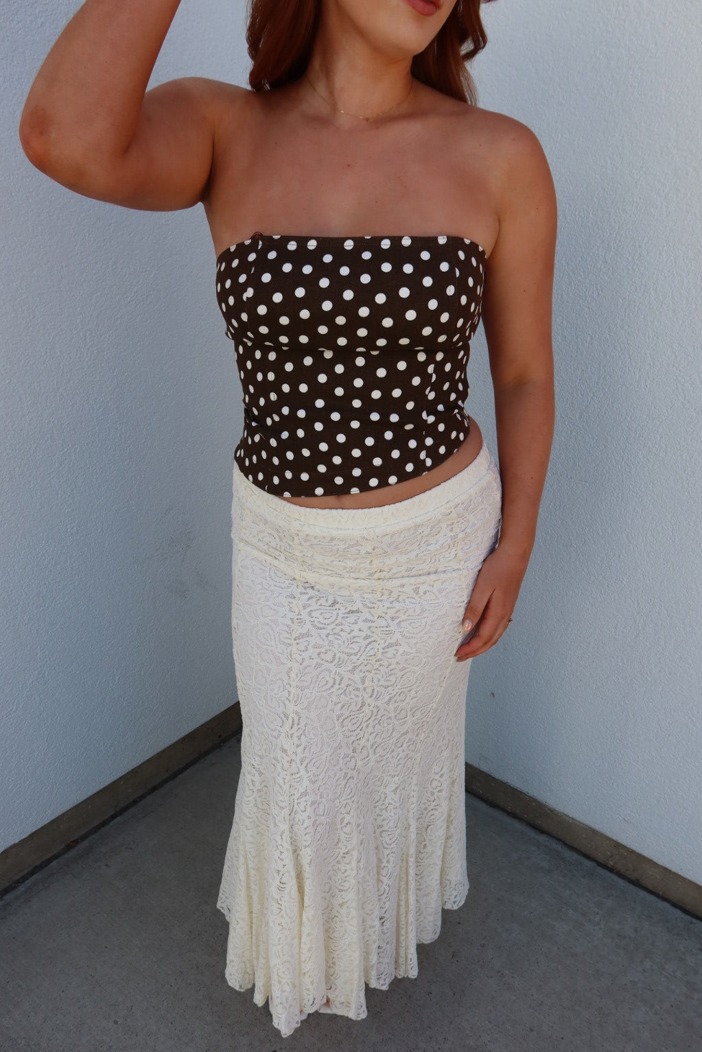 Polly Polka Dot Strapless Top