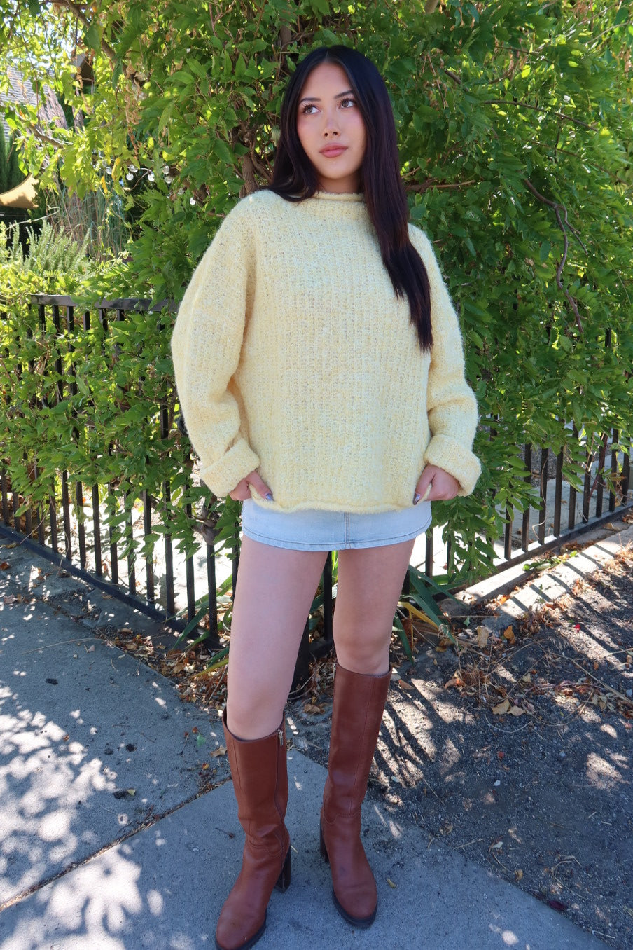 Senzo Mockneck Knit Sweater - Yellow