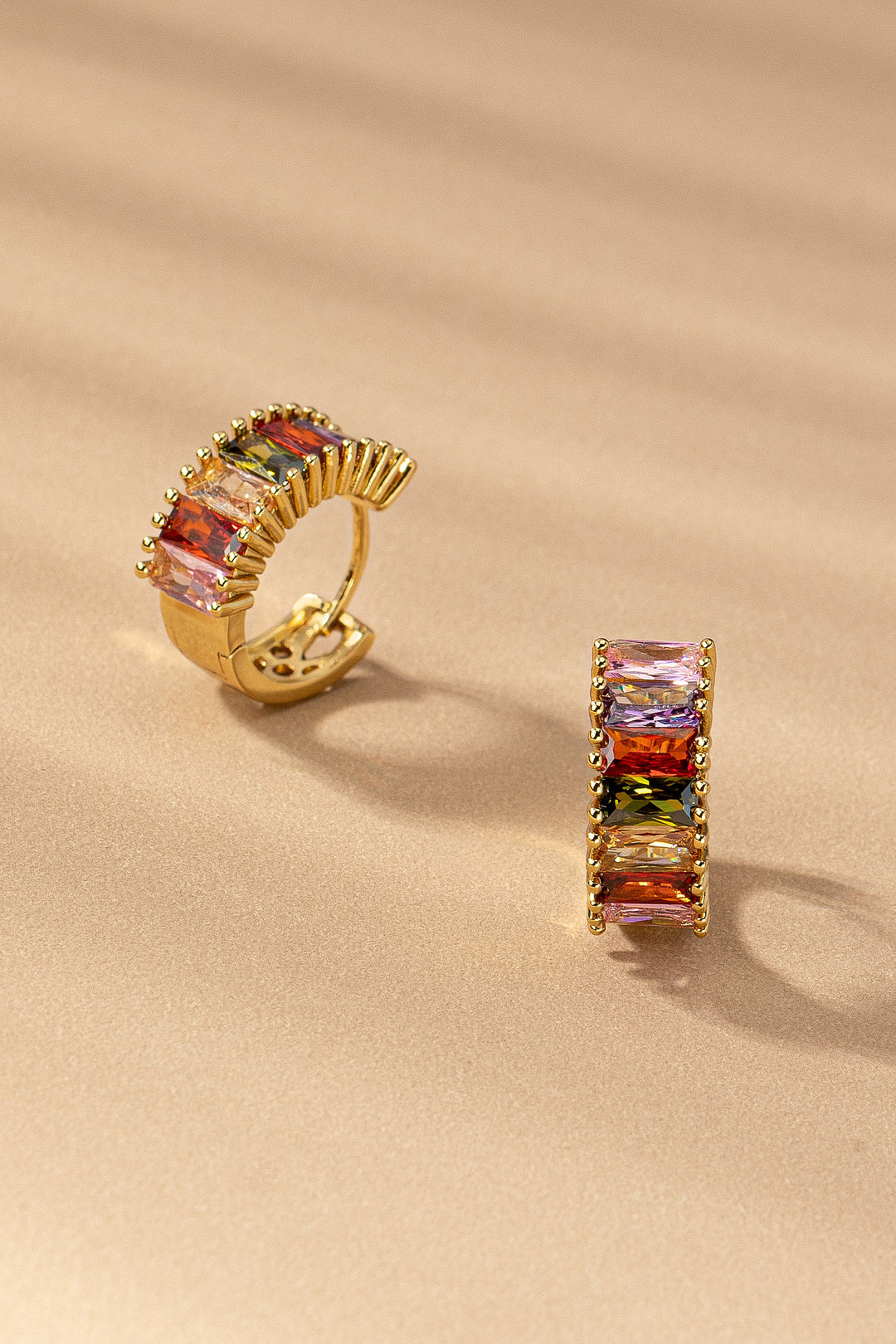 BAGUETTE CUT CZ HOOPS