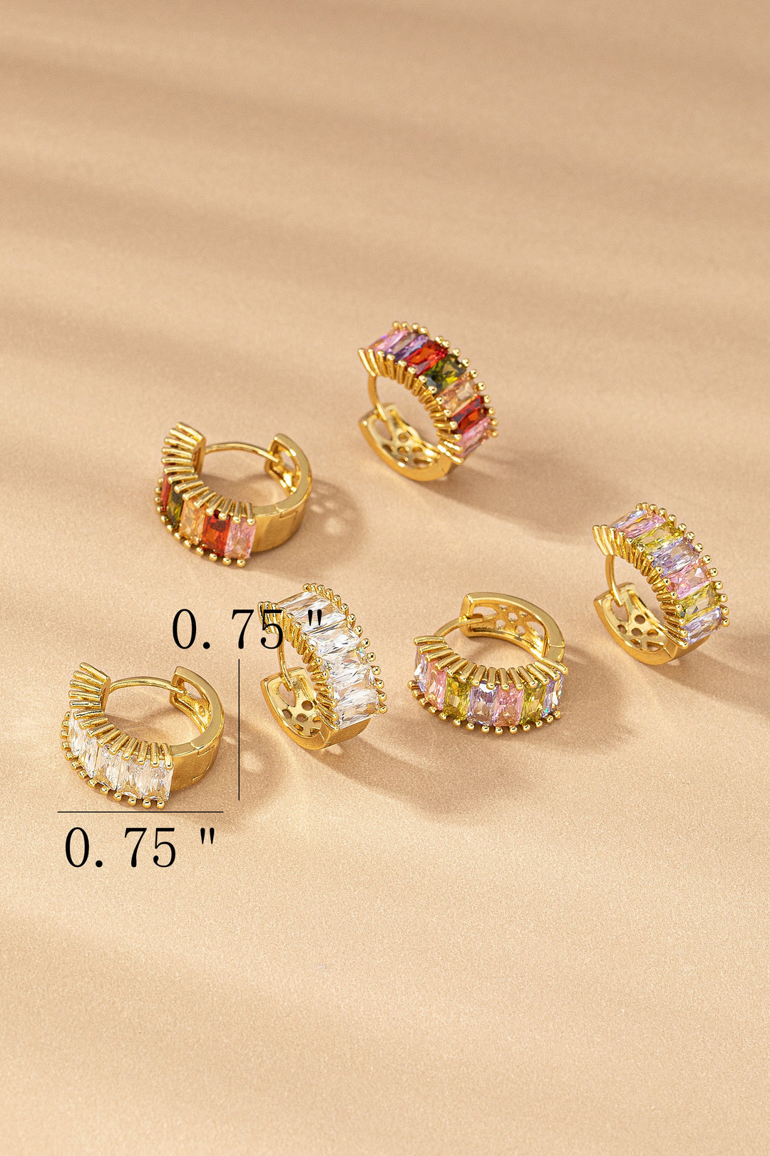 BAGUETTE CUT CZ HUGGIE HOOPS