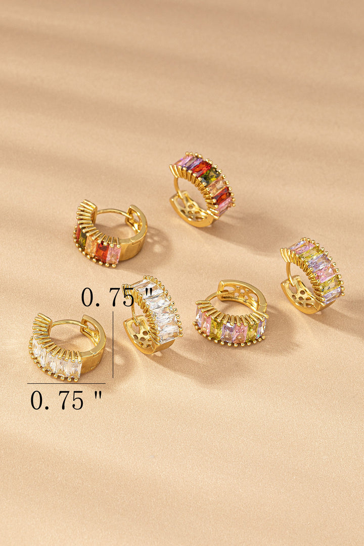 BAGUETTE CUT CZ HUGGIE HOOPS