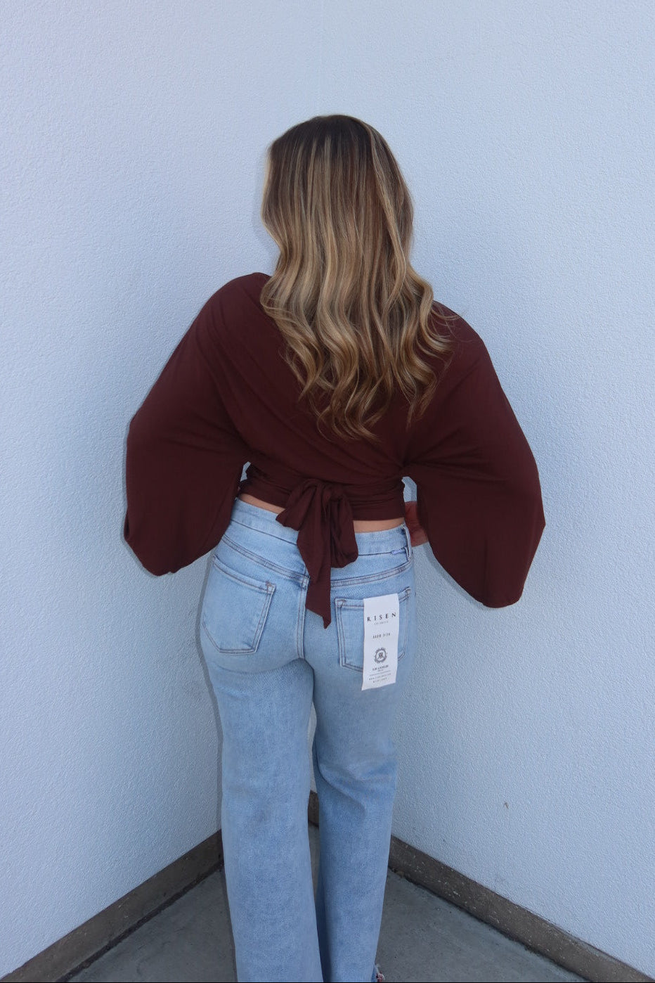 Allyson Back-tie Dolman Sleeve Top - Brown