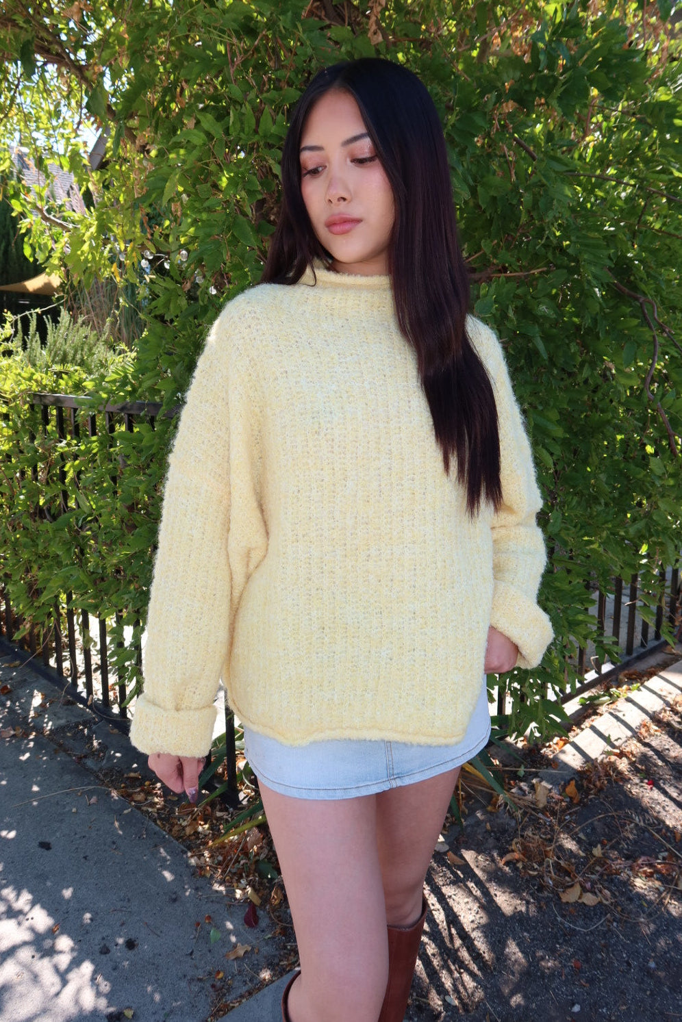 Senzo Mockneck Knit Sweater - Yellow