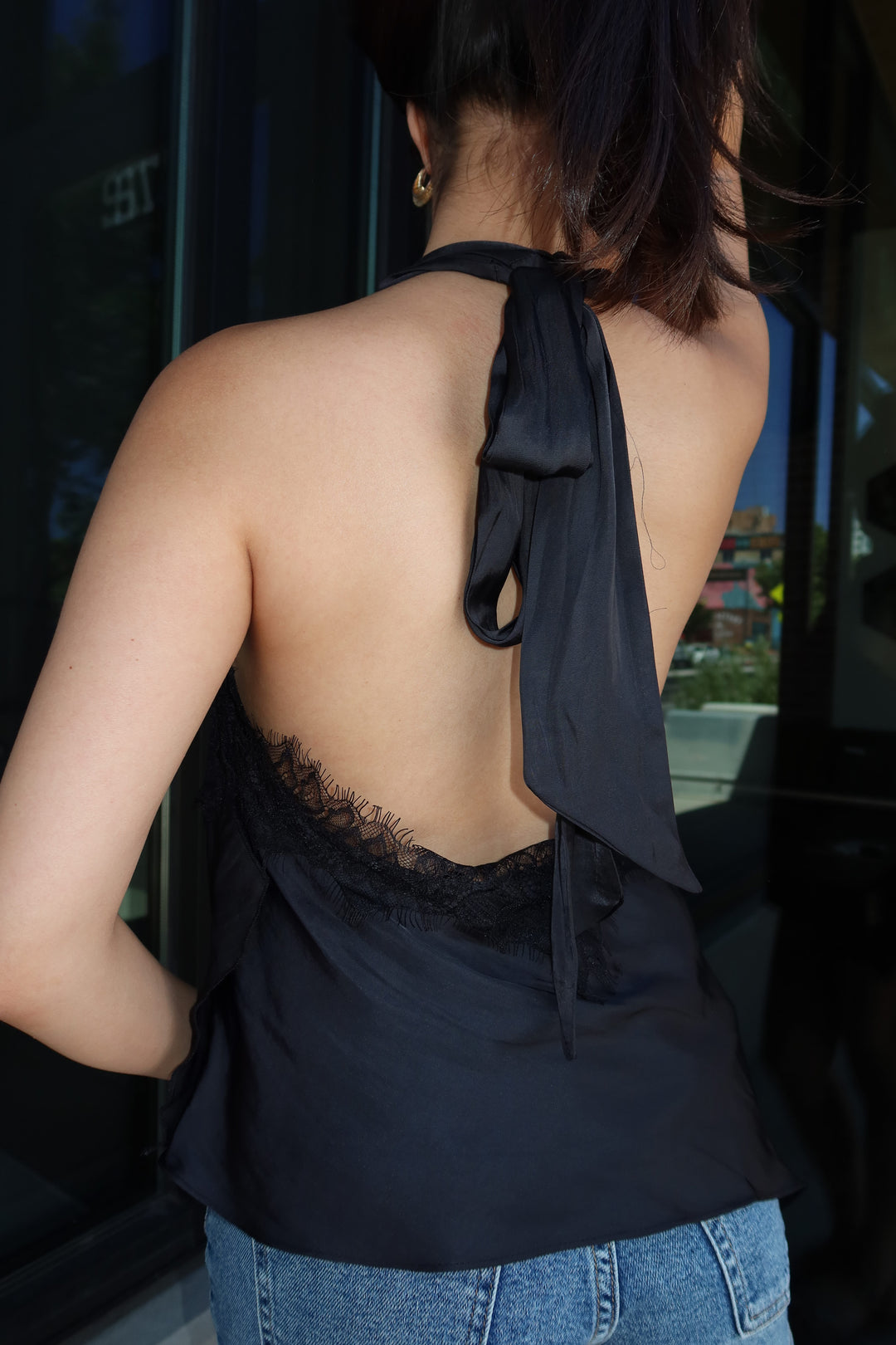 The Noir Lace Halter Top