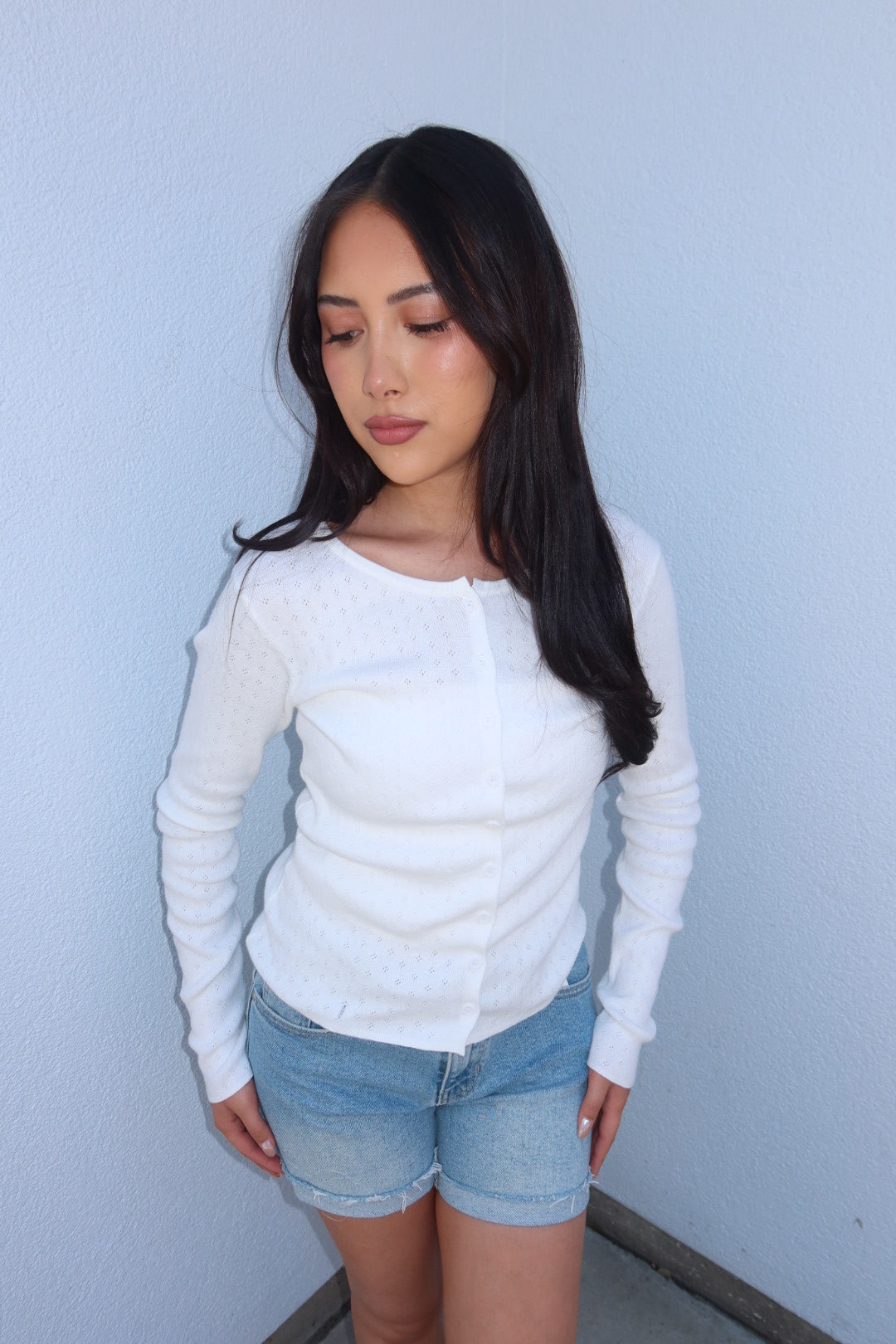 Lisa Pointelle Button Up Cardigan