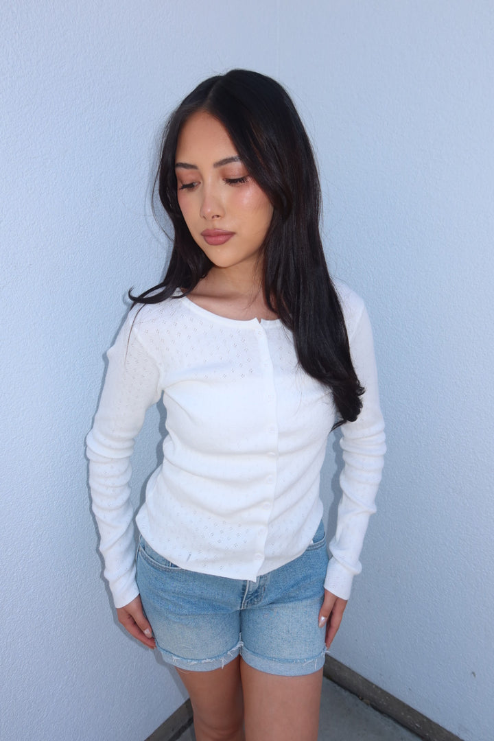 Lisa Pointelle Button Up Cardigan