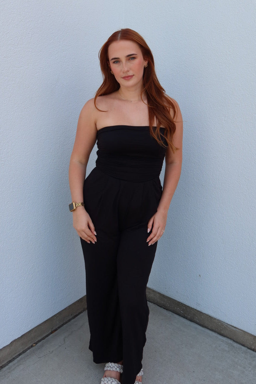 The Raven Strapless Palazzo Jumpsuit