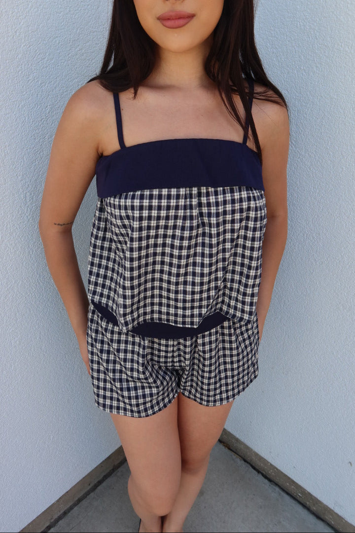 Deanna Gingham Contrast Top