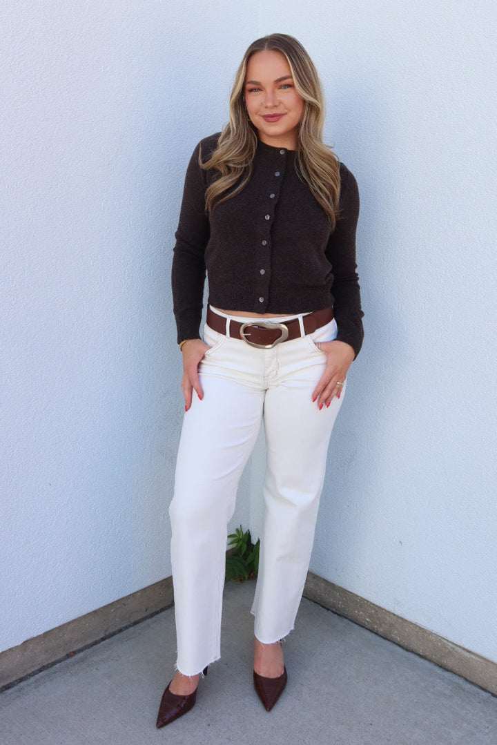 Callie Crew Neck Button Down Cardigan