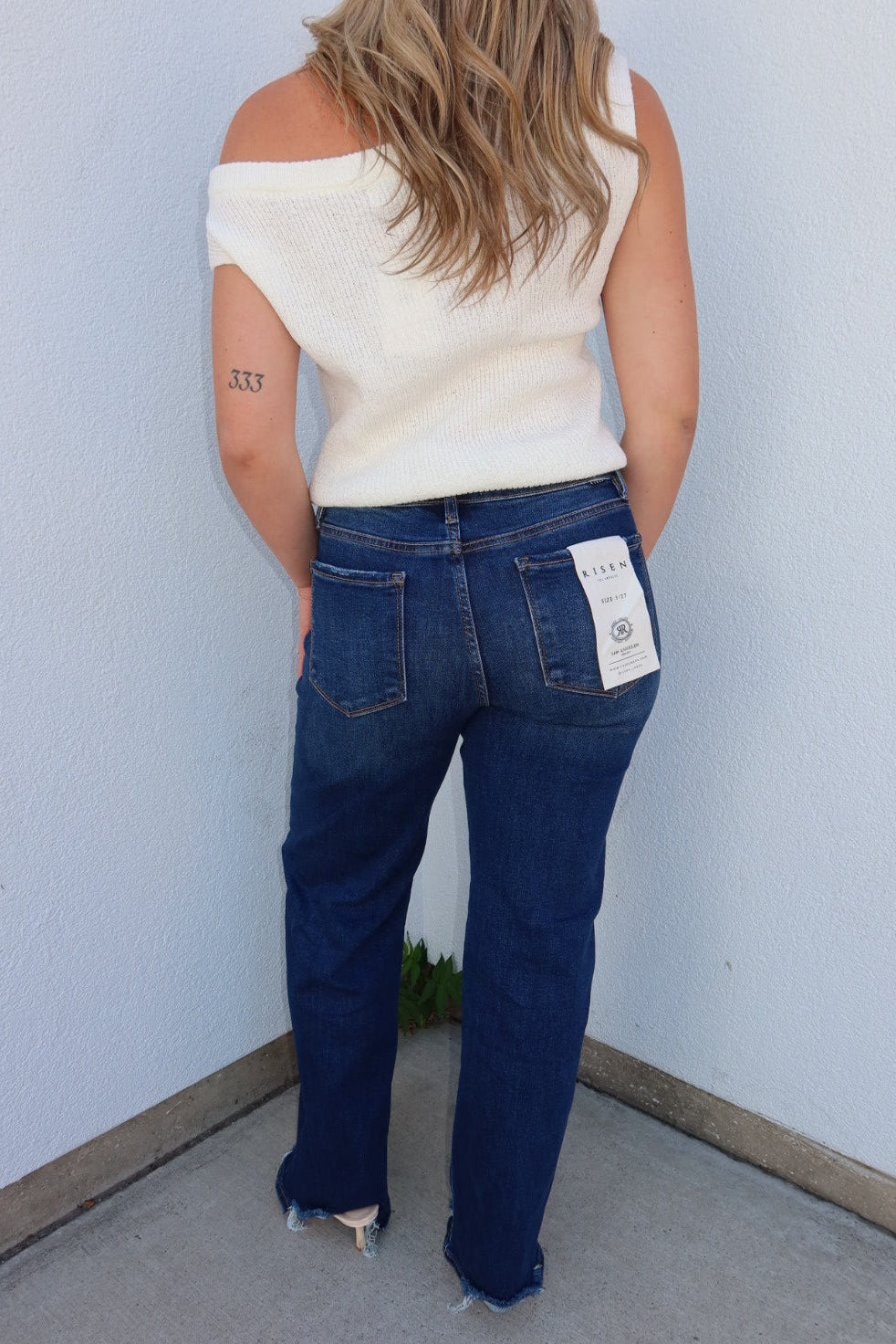 Risen Low Rise Wide Leg Jeans — Dark Wash