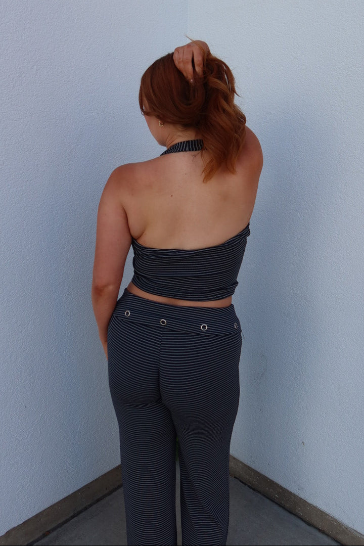 Joel Striped Grommet Halter Top