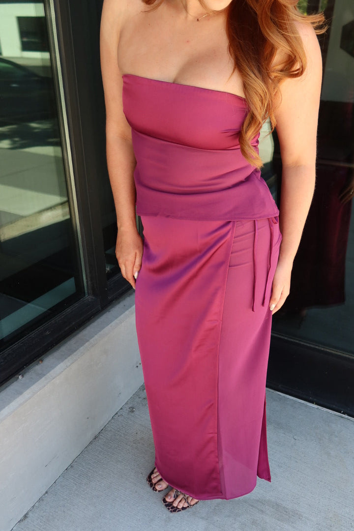 Halle Satin Chiffon Maxi Skirt