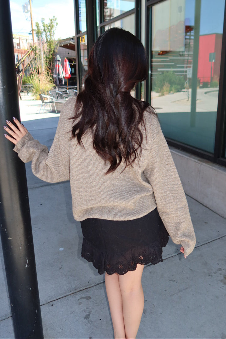 Hudson Ribbed Cardigan- Taupe