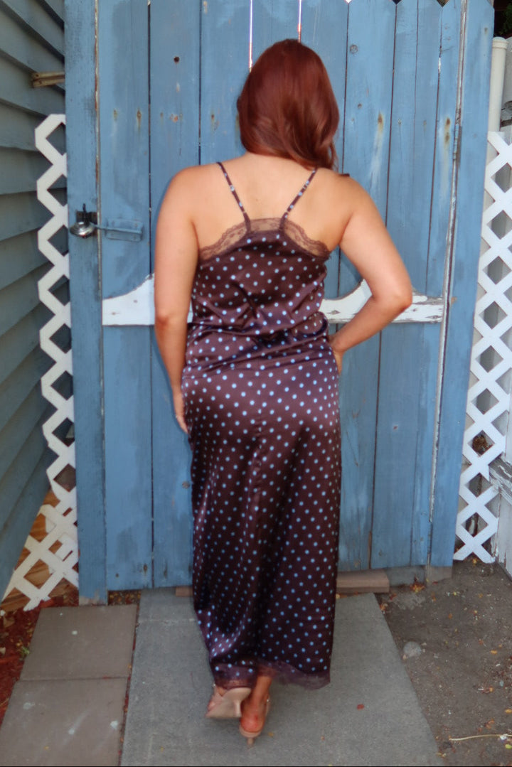 Iris Polka Dot Printed Skirt - Brown