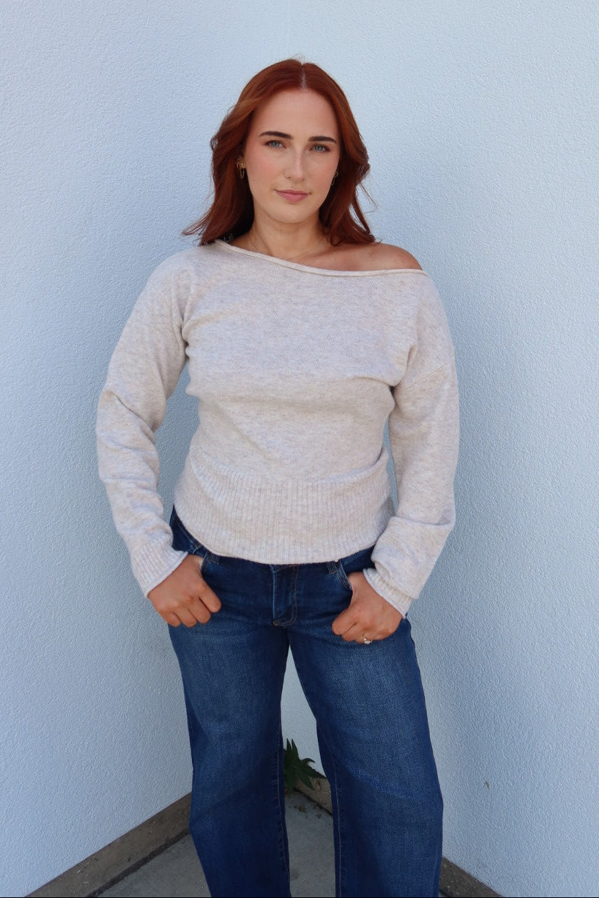 Kasper Boat Neck Sweater - Oatmeal