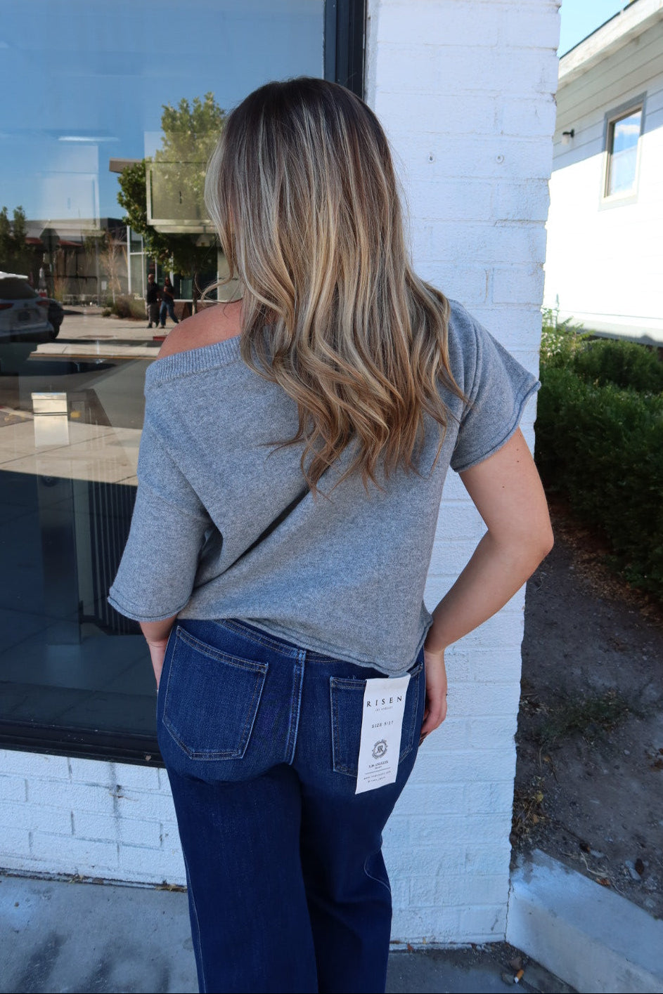 Dunes Asymmetrical Boxy Short Sleeve Top - Gray
