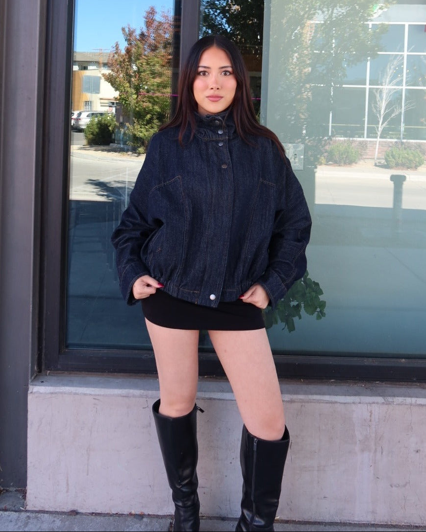 Fiona Boxy Denim Bomber Jacket