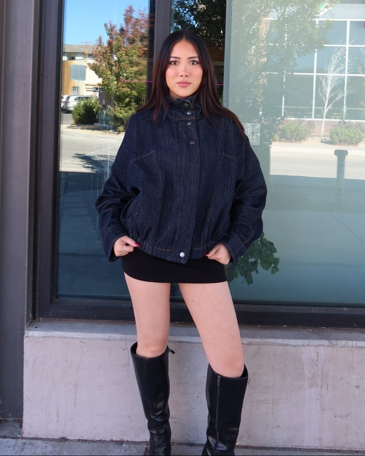 Fiona Boxy Denim Bomber Jacket