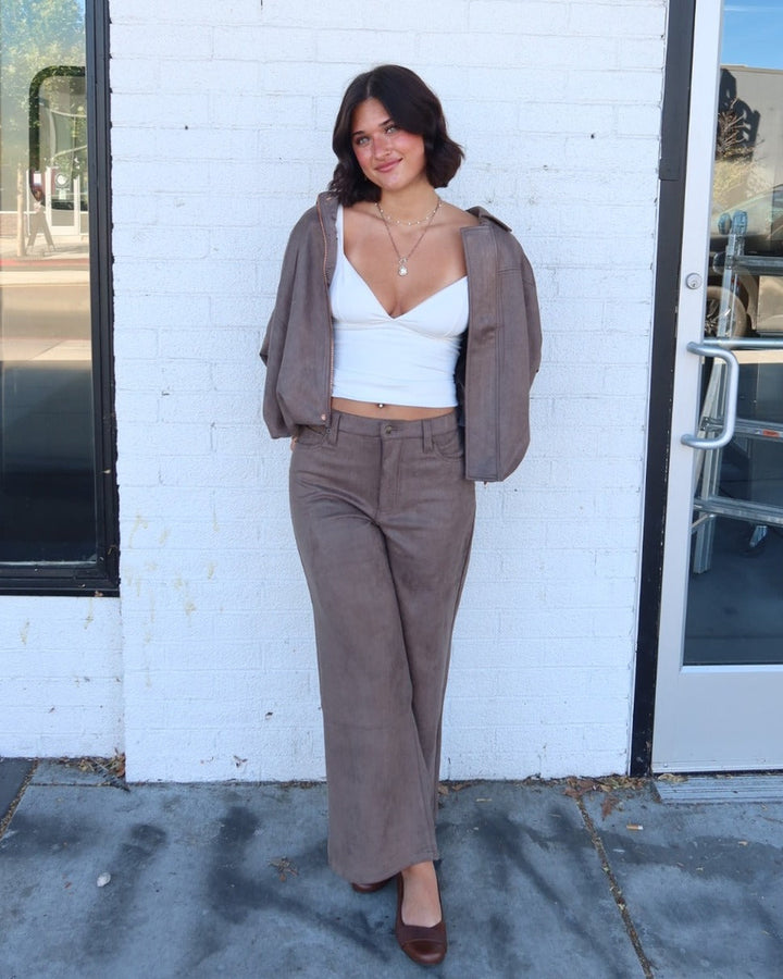 Mojave Faux Suede Wide Leg Pants
