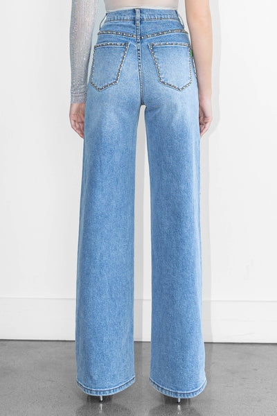 STUD WIDE LEG JEANS