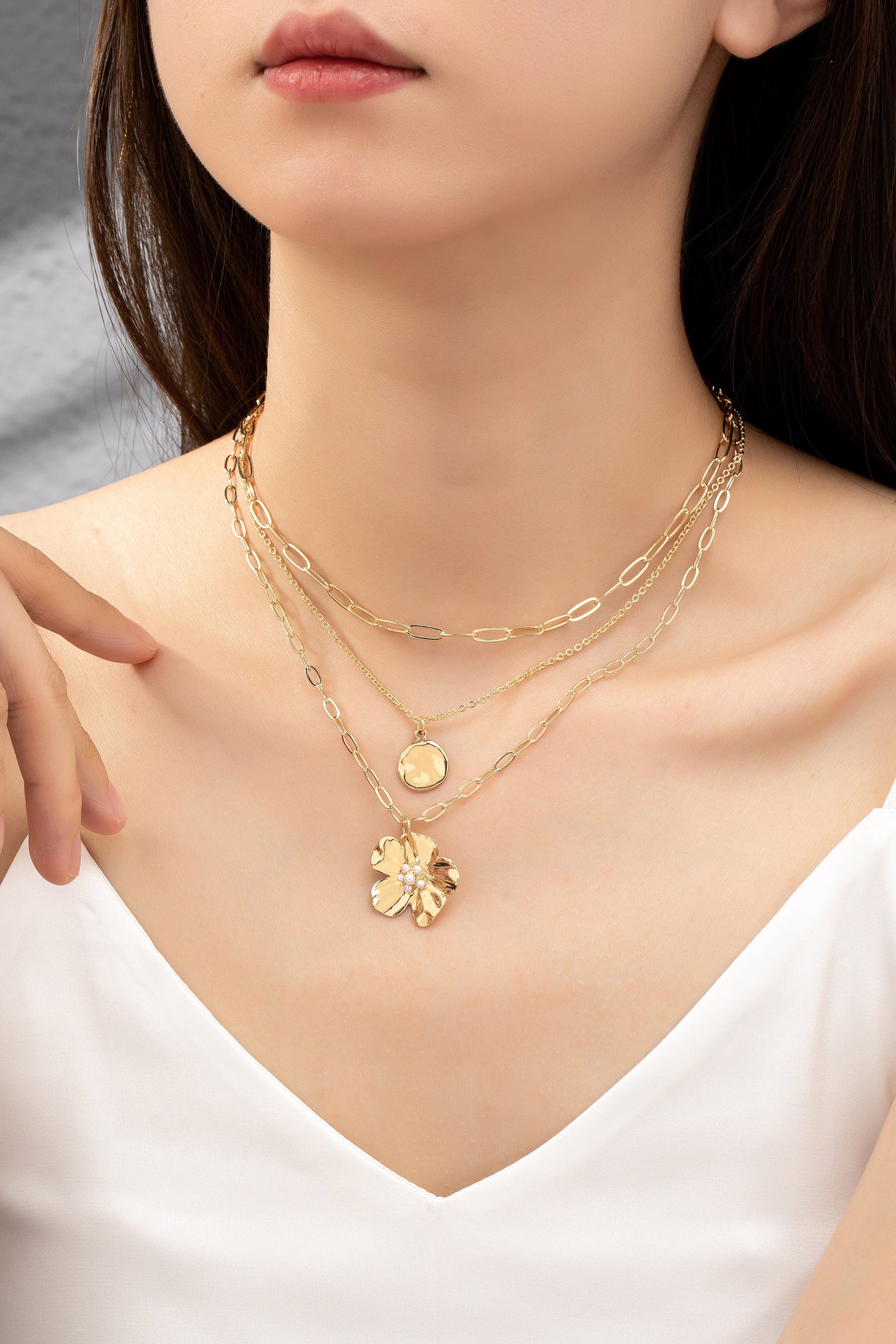 DELICATE FLOWER MIXED NECKLACE