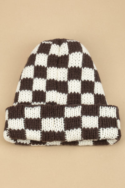 CHECKERED WOOL BEANIE