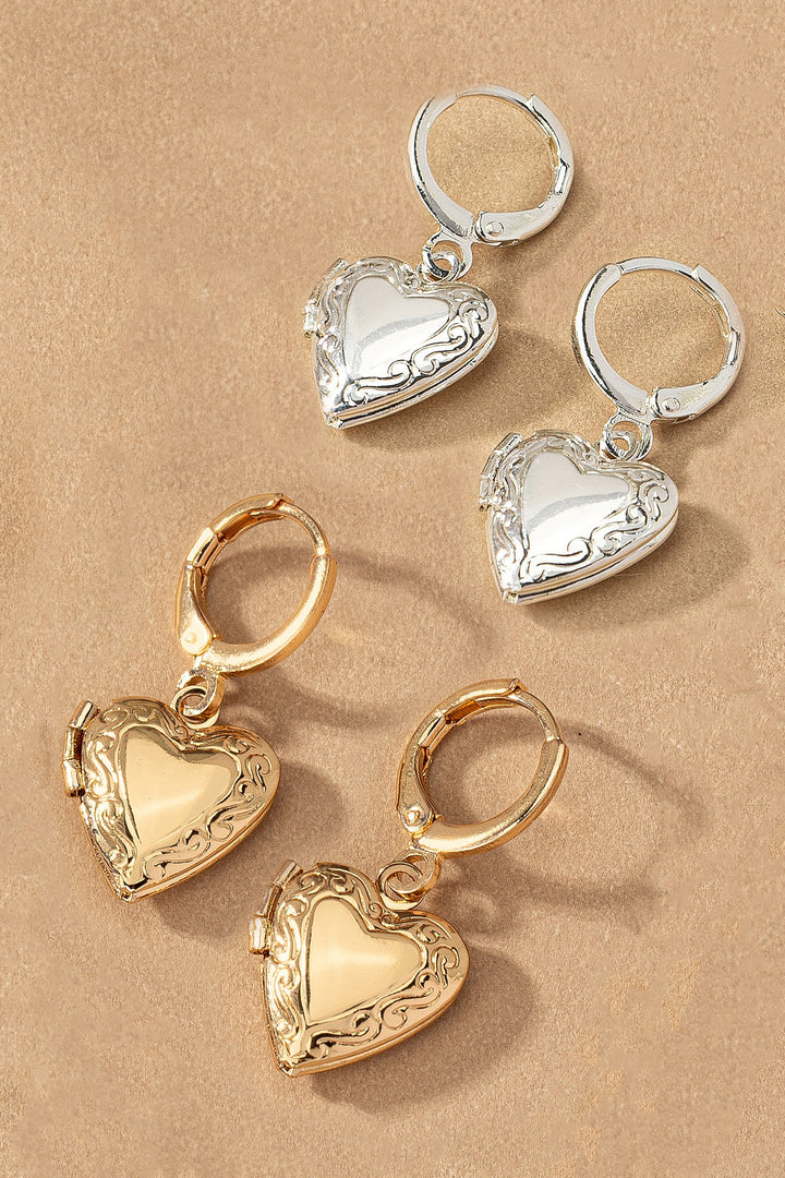 HUGGIE HOOPS W HEART LOCKET