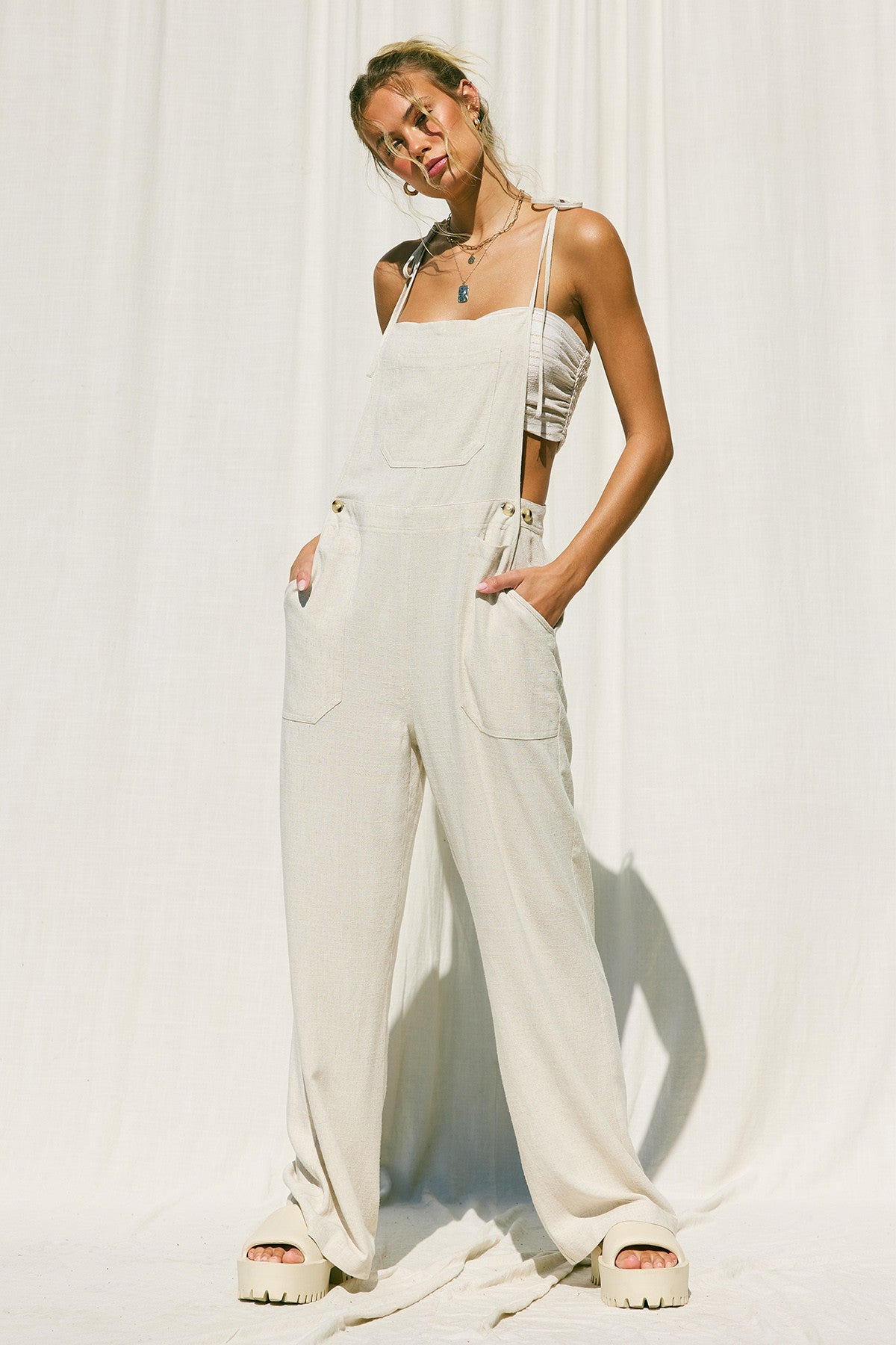 LOREN LINEN OVERALLS