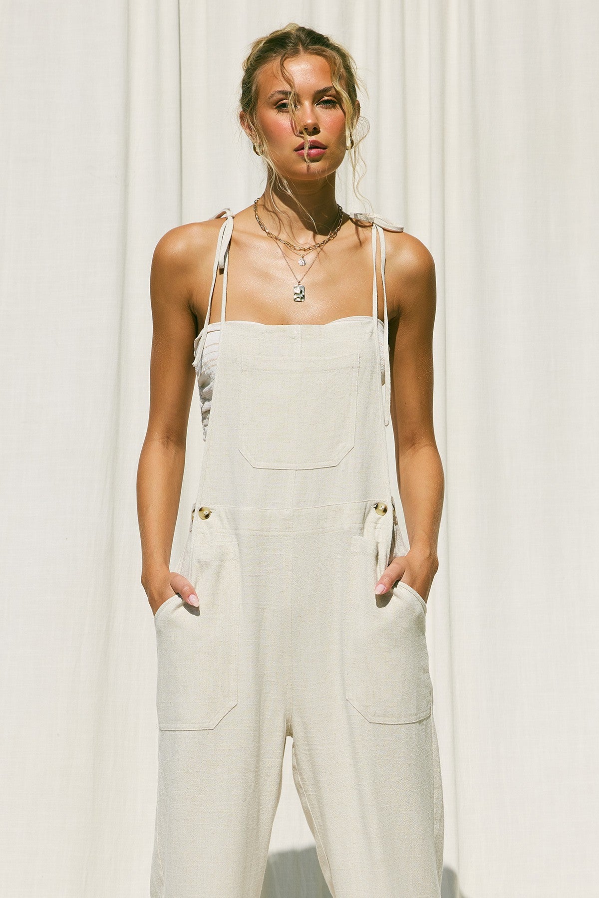 LOREN LINEN OVERALLS