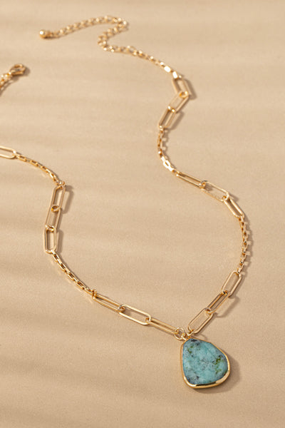PAPERCLIP TURQOISE NECKLACE