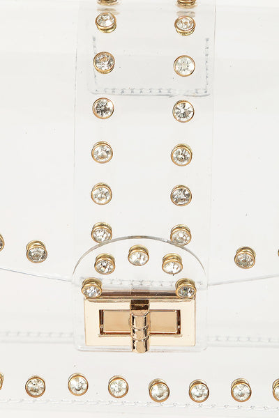RHINESTONE STUD CLEAR BAG