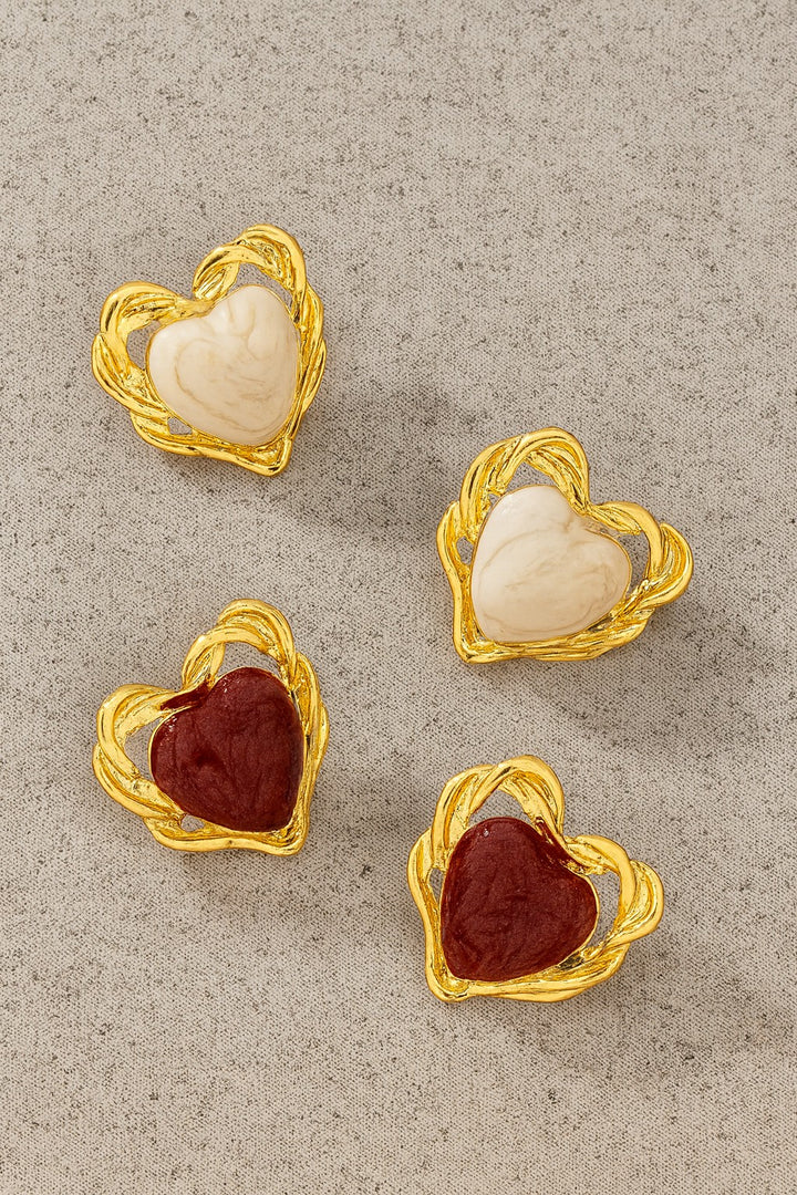 VINTAGE HEART ENAMEL STUDS