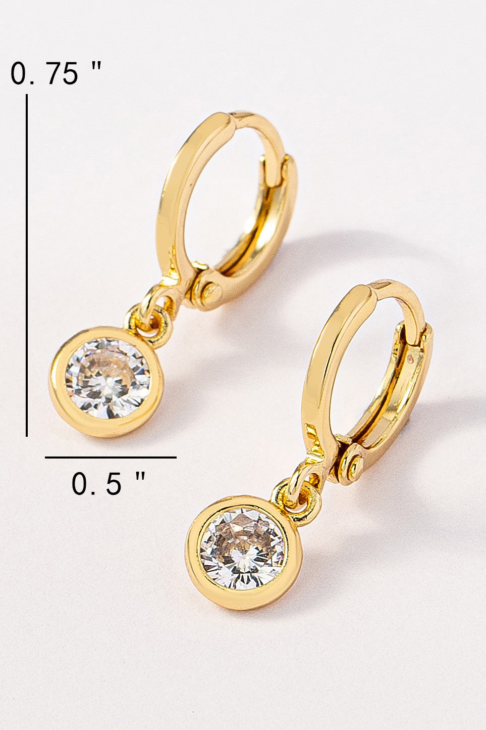 BEZEL CZ HUGGIE HOOP EARRINGS