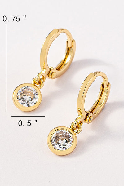 BEZEL CZ HUGGIE HOOP EARRINGS