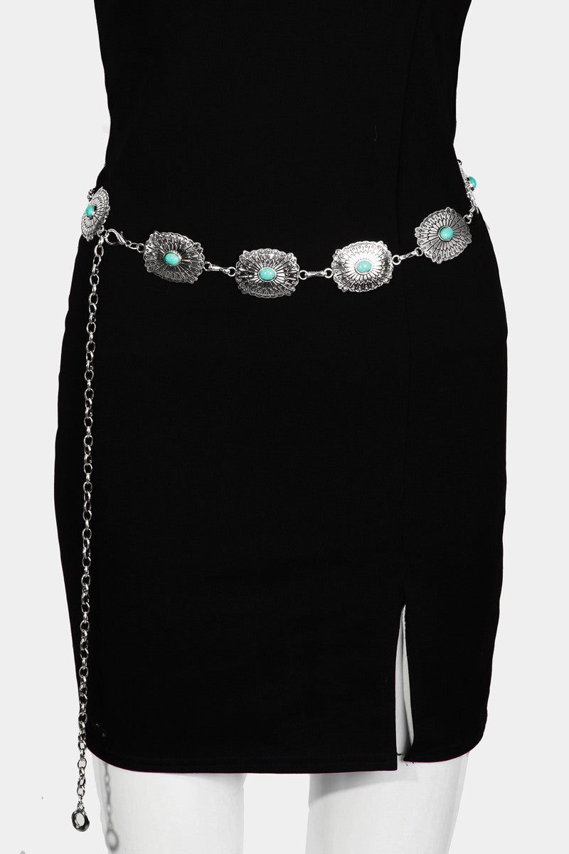TURQUOISE CONCHO CHAIN BELT