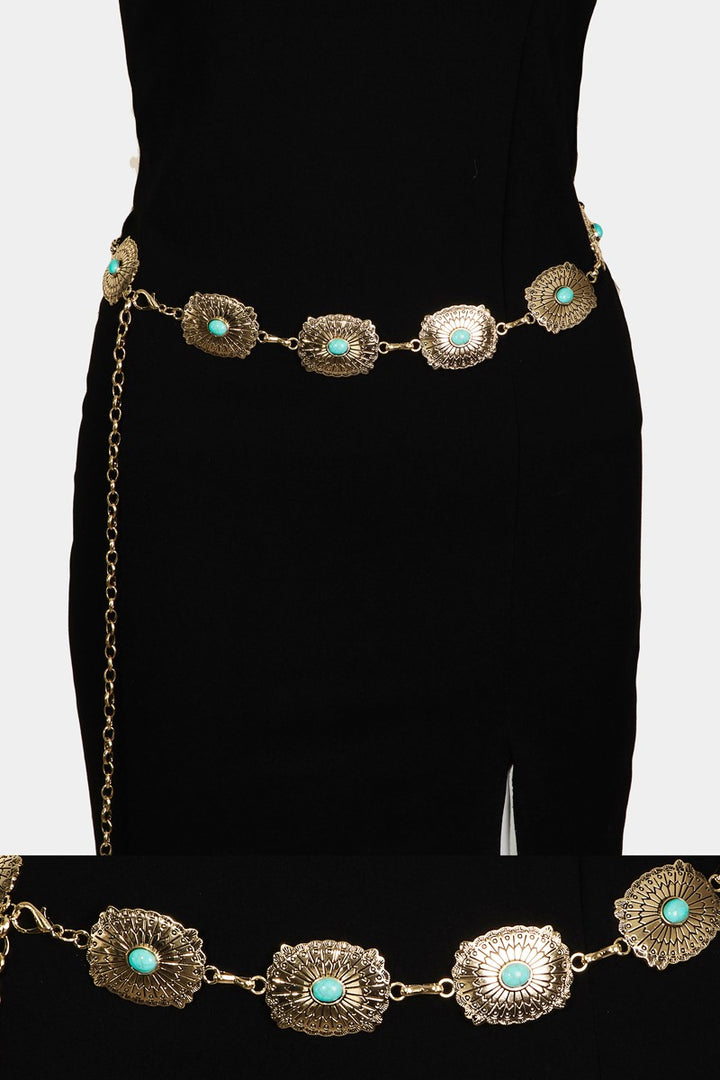 TURQUOISE CONCHO CHAIN BELT